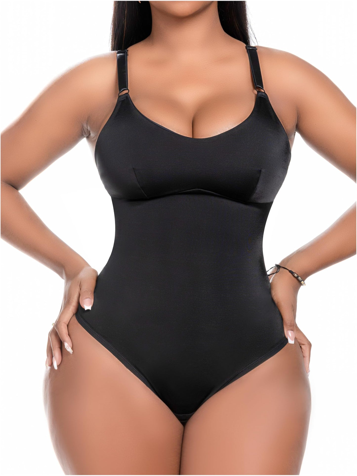 High Quality Snatched Body Black Shapewear Thong Tummy Control Bodysuits for Women Black M