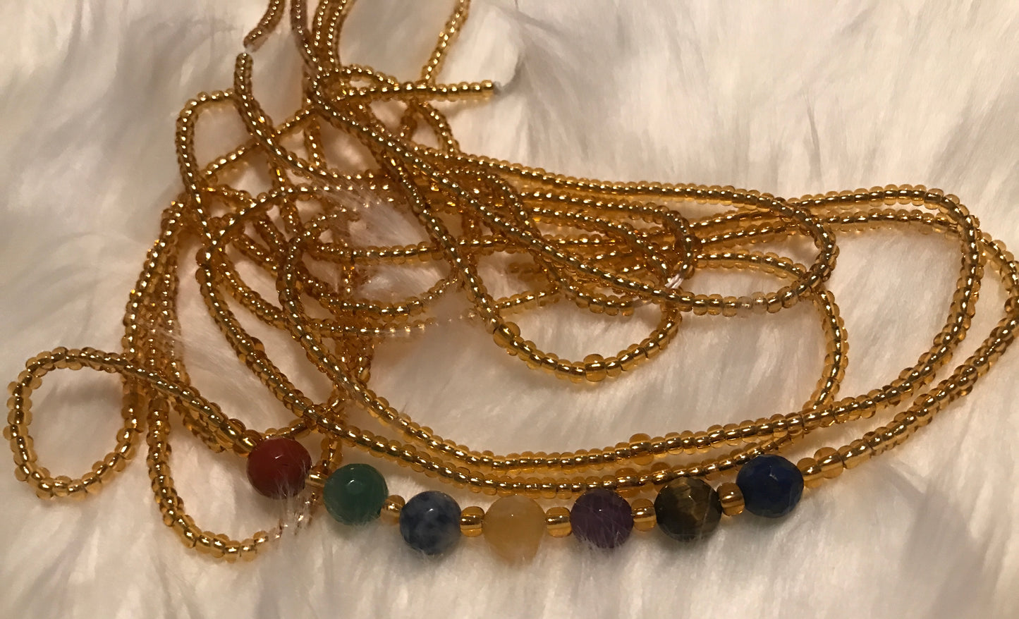 Shiny Gold Waistbeads w/Authentic Chakra Stones