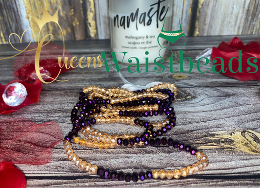 Unique Shape Peach and Purple Waistbeads 