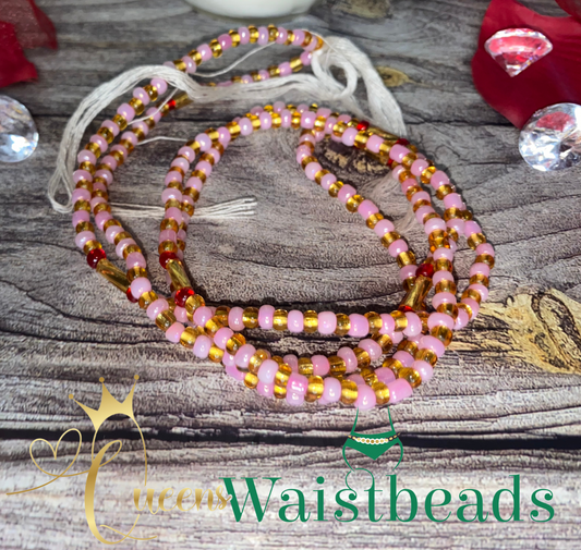 Pink and Gold Bold Waistbeads (Handmade in Ghana)