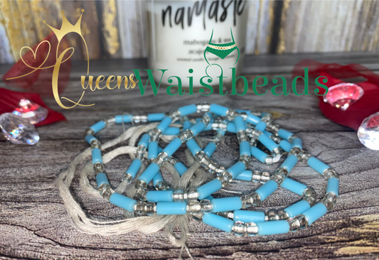 Uniquely Shaped Light Blue Waistbeads (Handmade in Ghana) CLEARANCE SALE