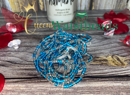 "Water" Blue & Clear Waistbeads