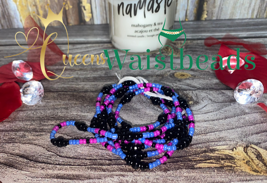 Black, Light Blue, Pink Waistbeads