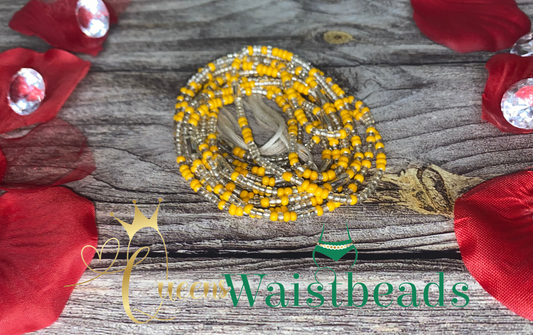 Summer Fun Yellow Burst with Clear Color Waistbeads - Queen's Waistbead Collection