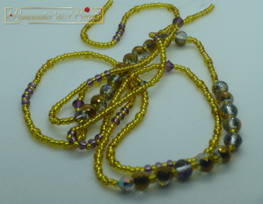 Gold Beads w/Crystal Accent Waistbeads - Only 1 Set